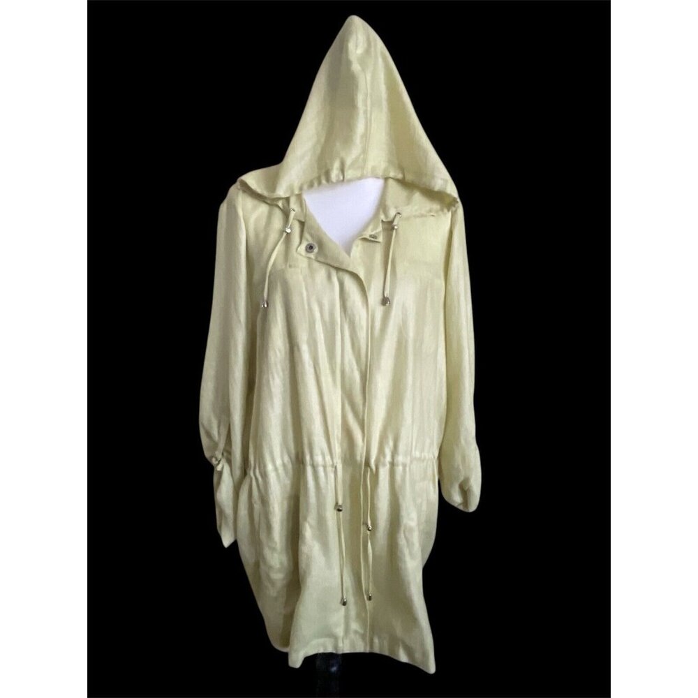 Chicos Size XL 3 Hooded Lightweight Chartreuse Travel Anorak Jacket Lounge Vacay
